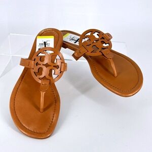 Tory Burch Size 9 Miller Flat Sandals Tan Leather Thong Flip Flop Women's $200